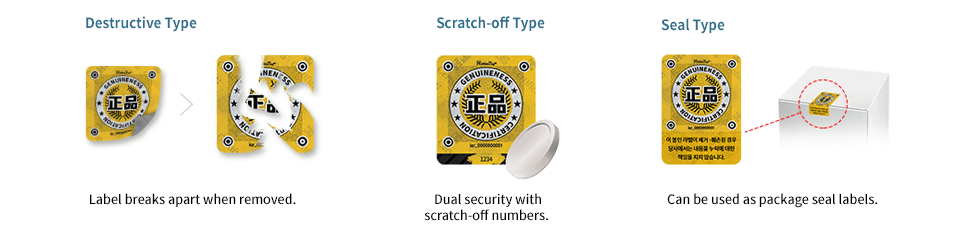 Destructive Type / Scratch-off Type / Seal Type