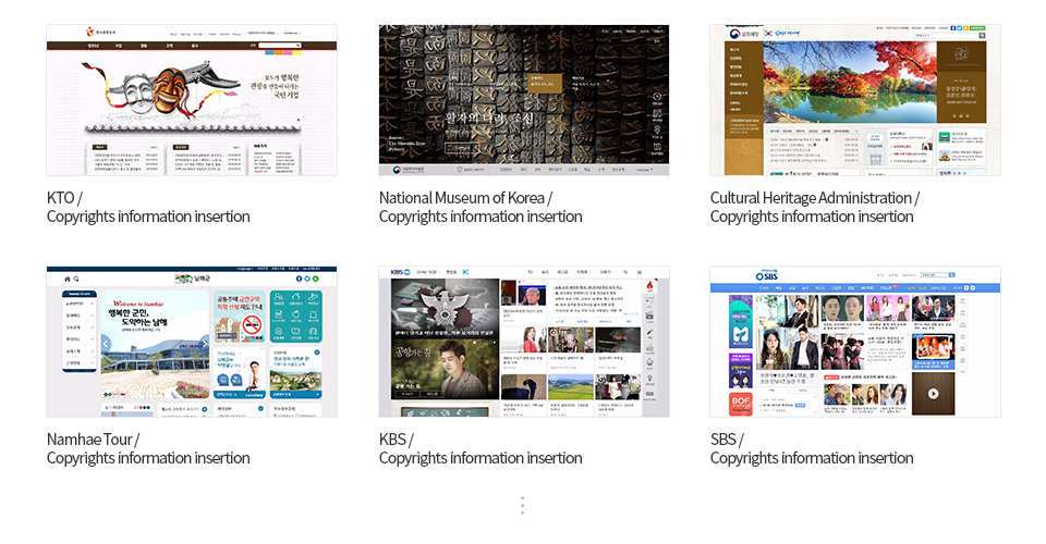 KTO, National Museum of Korea, Cultural Heritage Administration, Namhae Tour, KBS, SBS..